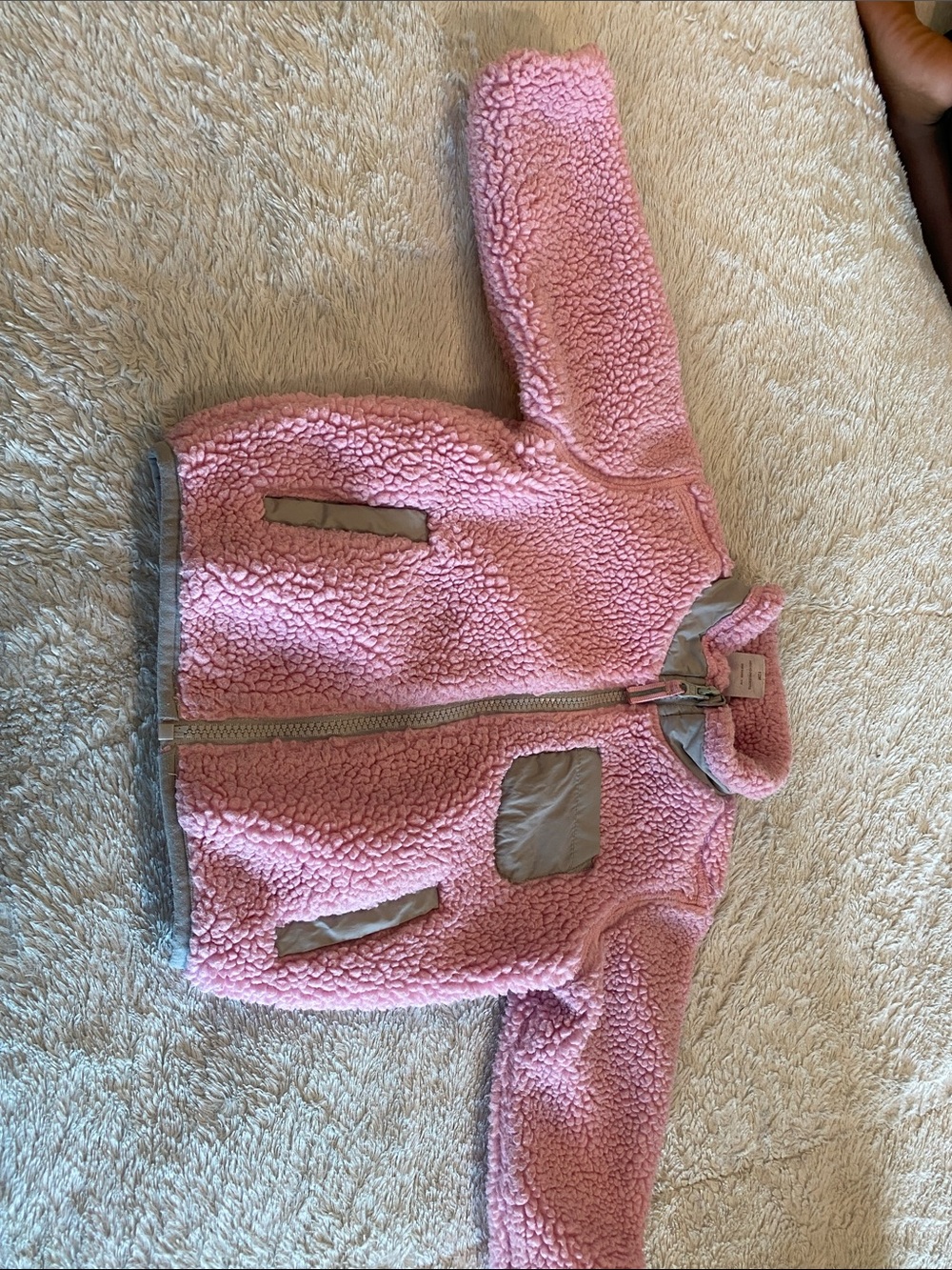 wonder nation Pink Sherpa Jacket with Contrasting Trim